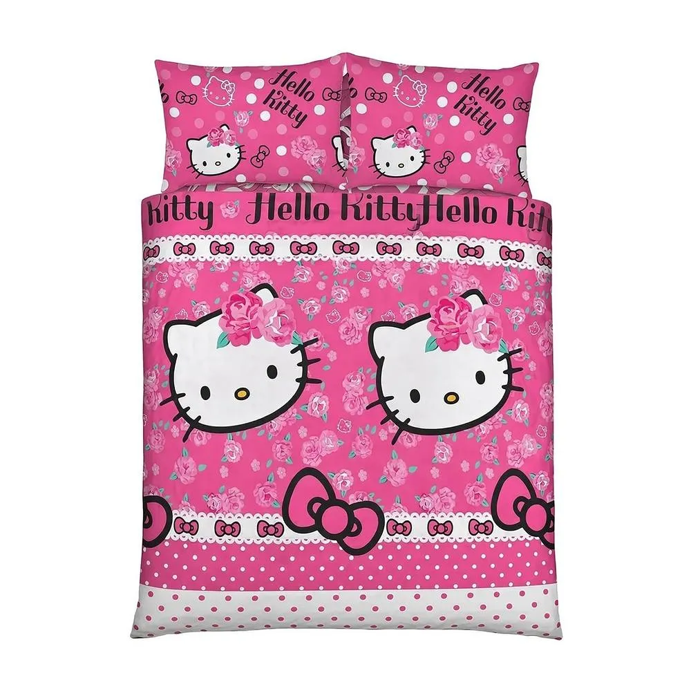 Hello Kitty Reversible Double Duvet Cover & Pillowcase Set