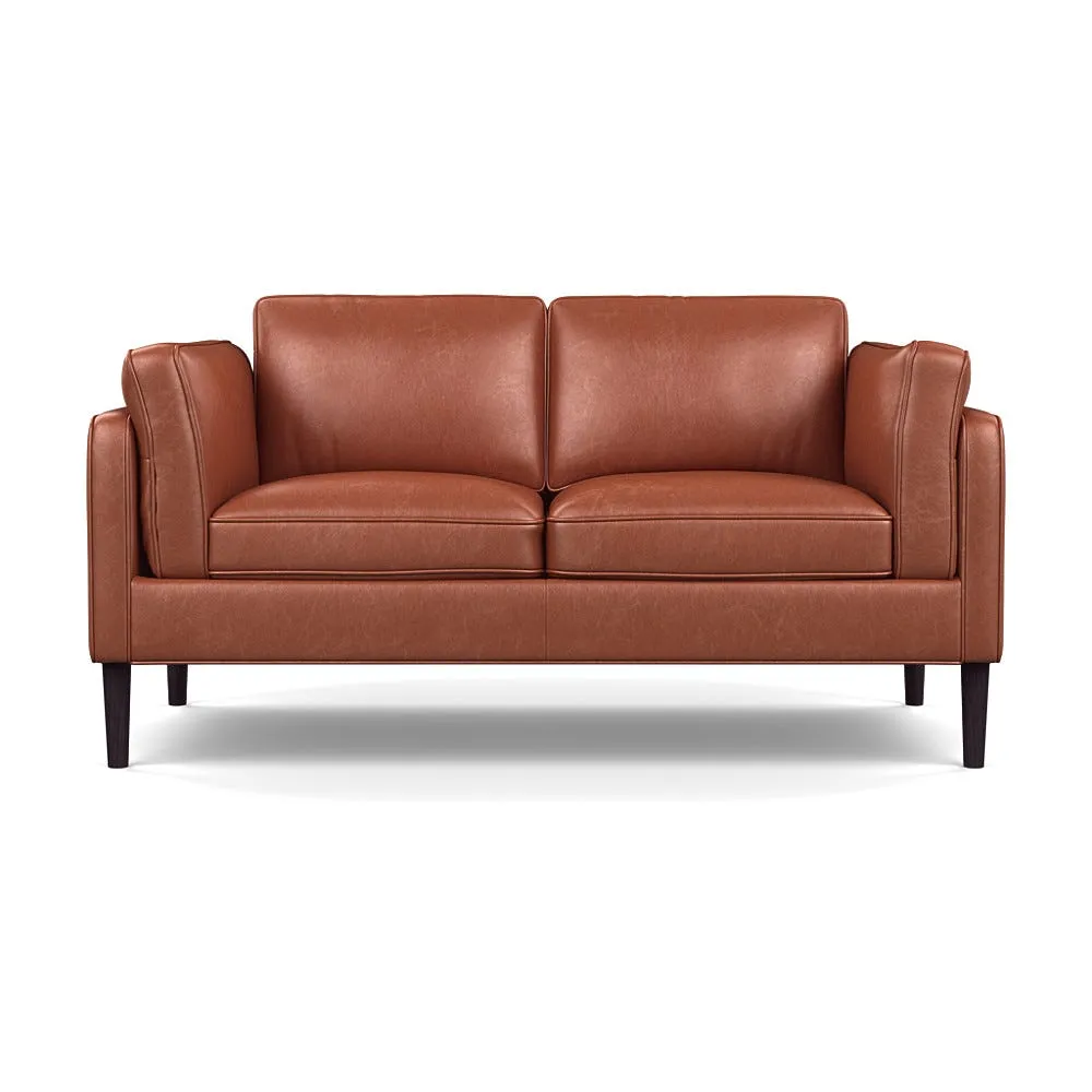 Heal's Sonno 2 Seater Leather Stonewash Light Brown 274 Wenge Black Feet 1