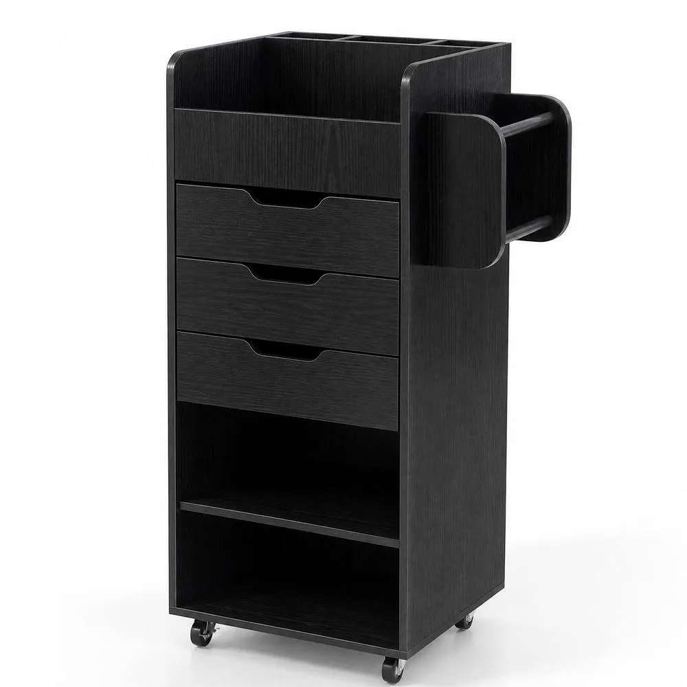 Costway Rolling Storage Cart Mobile Storage Cabinet with 3 Drawers in Black 1