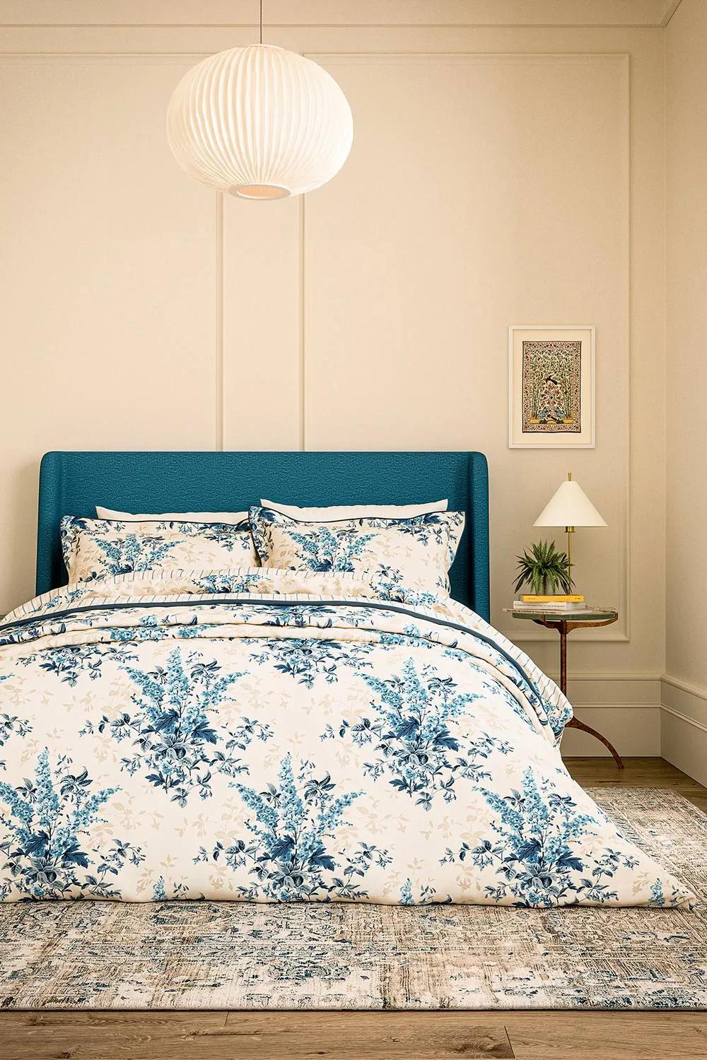V&A 'Larkspur Meadow' Cotton Duvet Cover Set in Blue