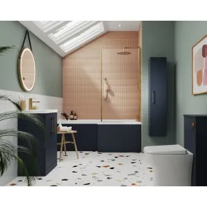 Nuie Arno Mignight Blue Freestanding 2 Door Vanity Unit & Basin - 840 x 610mm 2