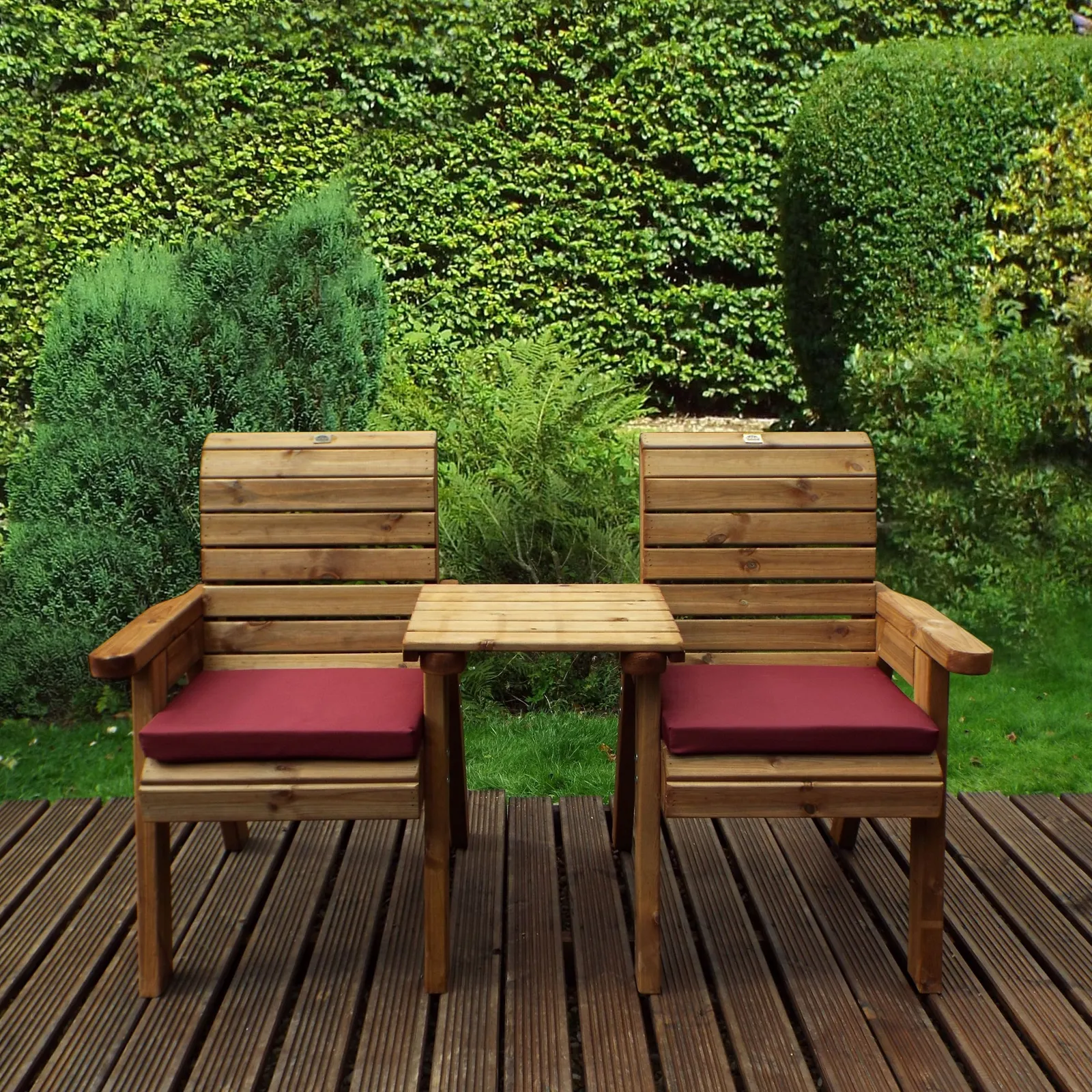 Charles Taylor 2 Seater Companion Set with Burgundy Seat Pads Burgundy