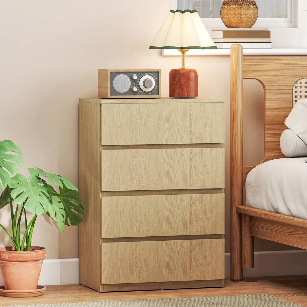 HOMCOM Bedroom Chest of Drawers, 4 Drawers Dresser, Drawer Unit in Natural White 2