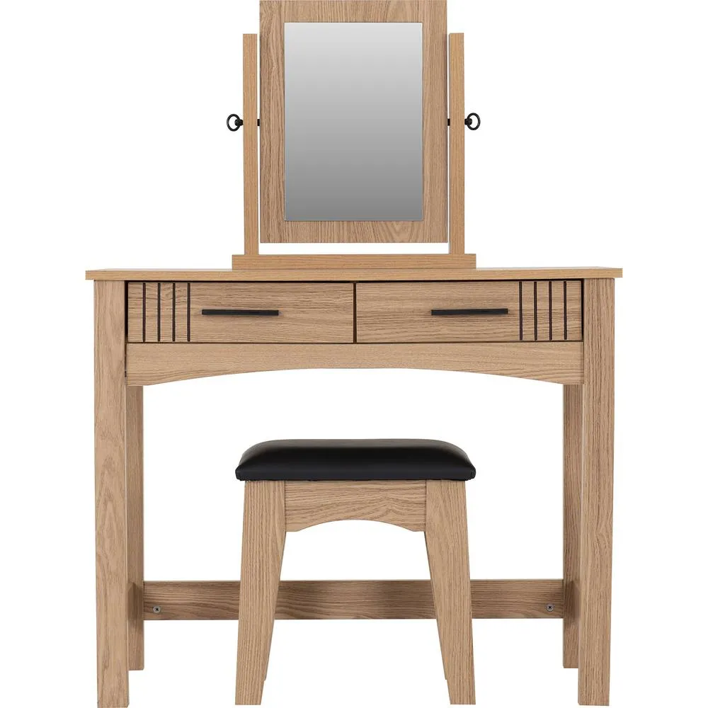Seconique Tessa 2 Drawer Dressing Table Set - Natural Oak Effect in Light Oak 5