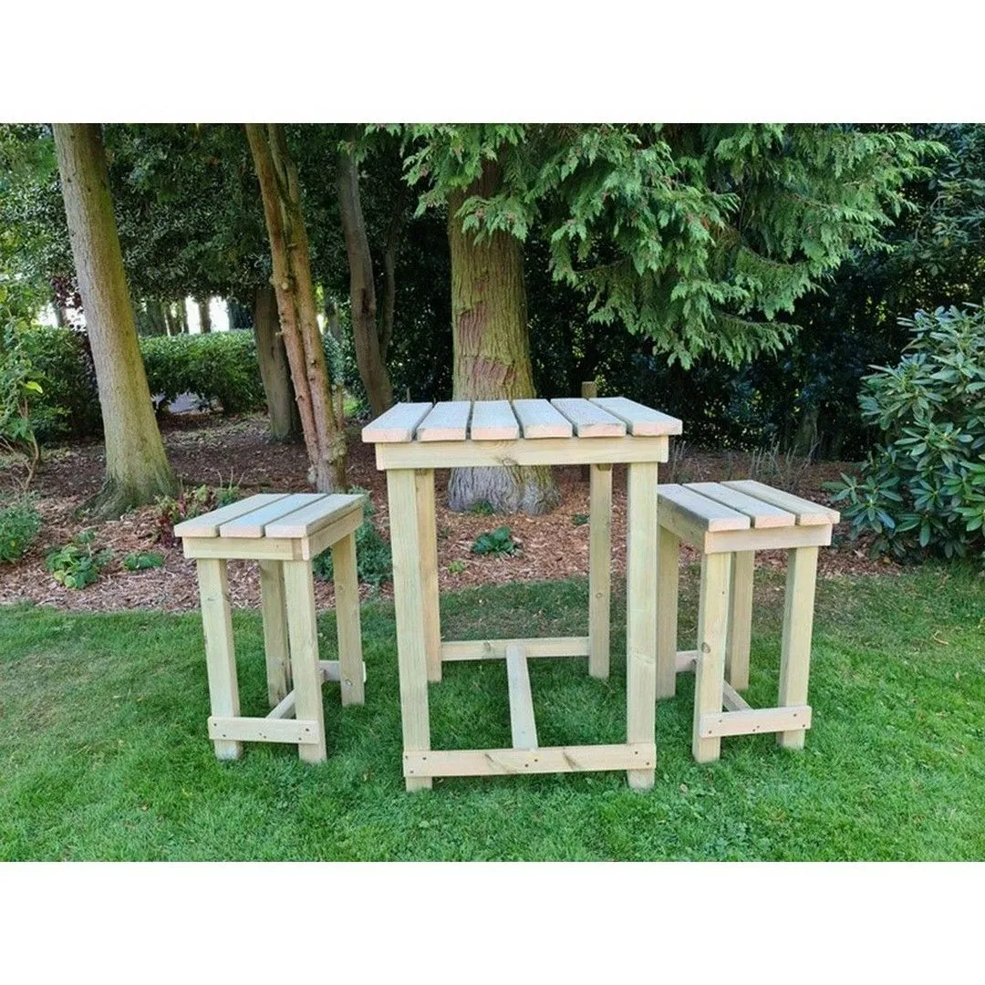 Churnet Valley Garden Furniture Ltd Butchers Bar Set - L80 x W80 x H107 cm in Brown