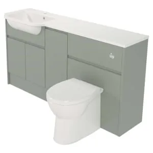 Deccado Clifton Willow Green Fitted Vanity & Toilet Pan Unit Combination with LH Basin - 1500mm 2