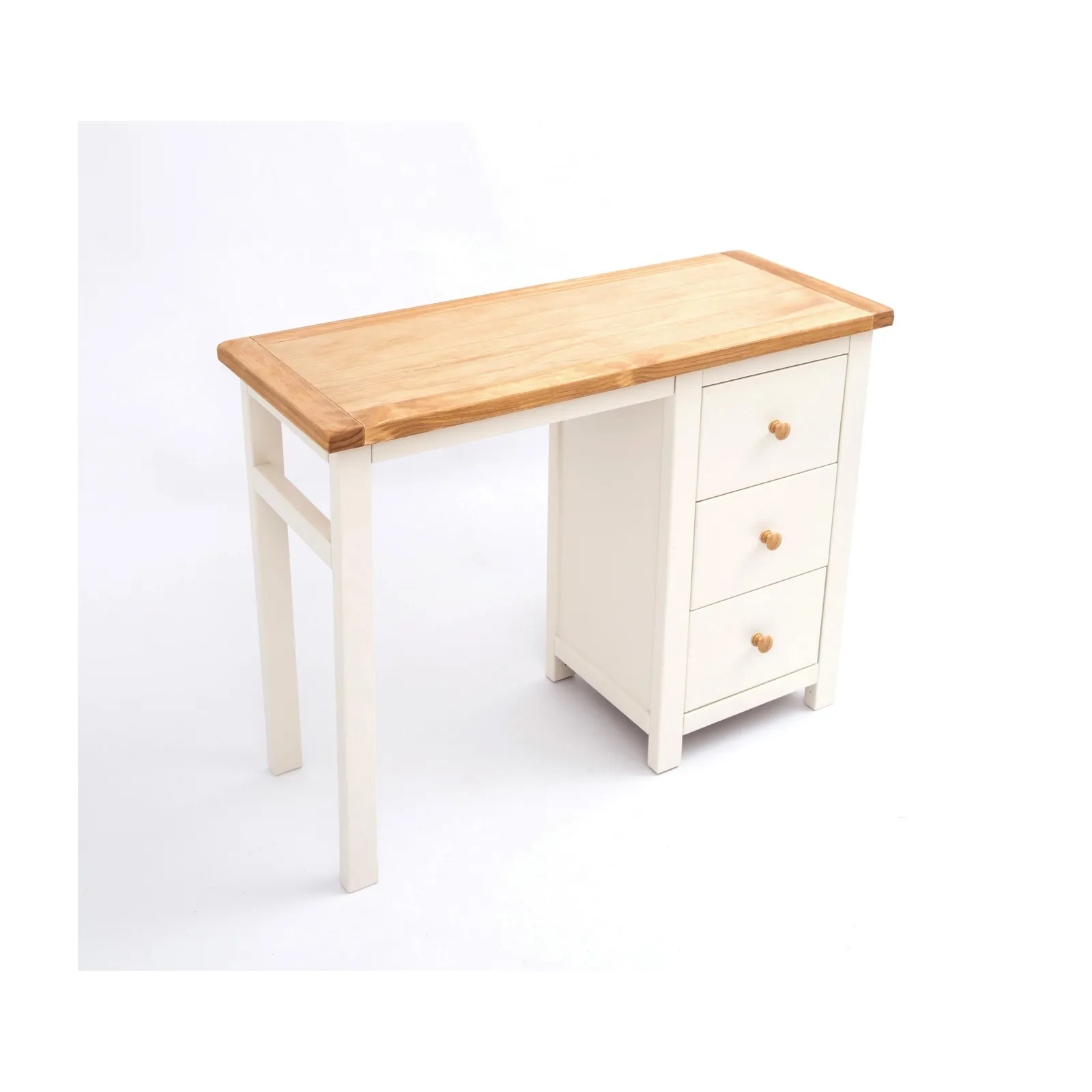 Cabinet Bits Maggiori 3 Drawer Desk - Dressing Table Wood Knob in Off-White 3