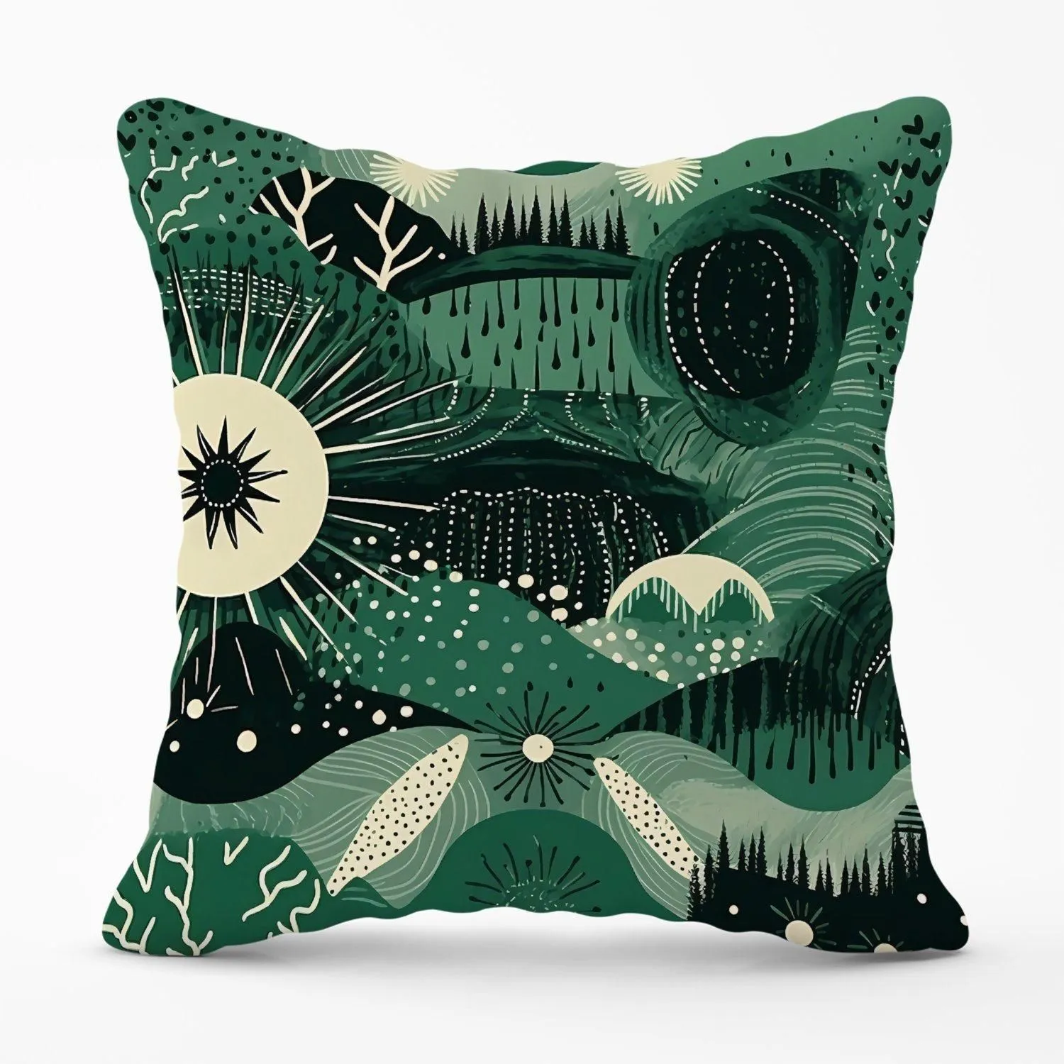 Warren Reed - Designer Abstract Green Moon Outdoor Cushion