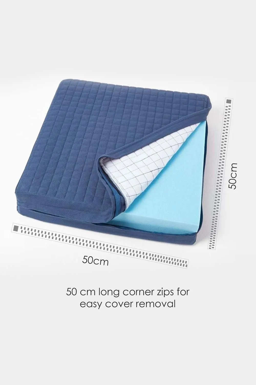 Homescapes Quilted Cotton Armchair Booster Cushion Cover in Navy 3