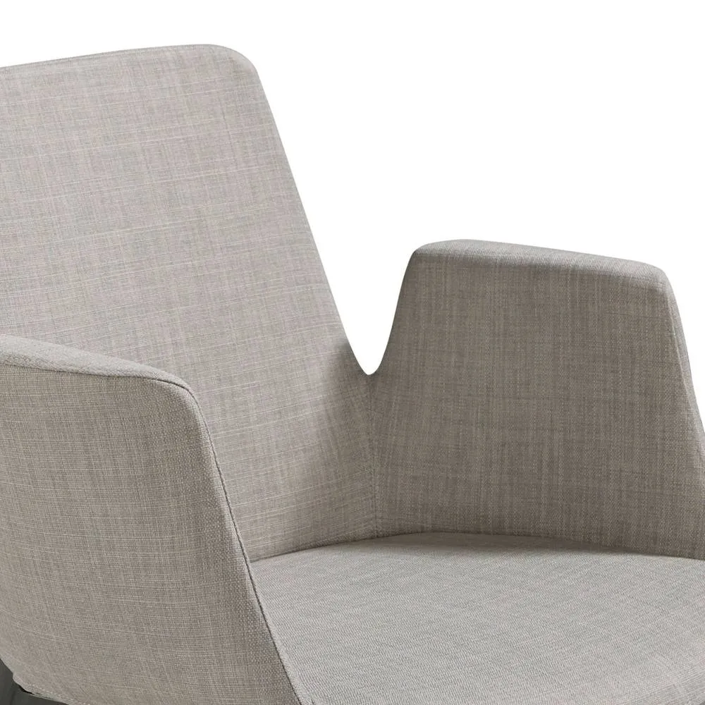 Angel Cerda Grey Fabric Dining Chair with Armrests, Black Steel 5