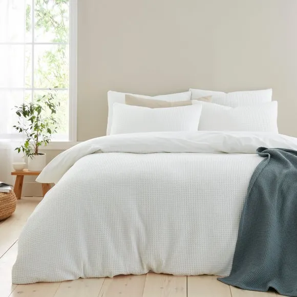 Ashton Waffle 100% Cotton Duvet Cover & Pillowcase Set 5