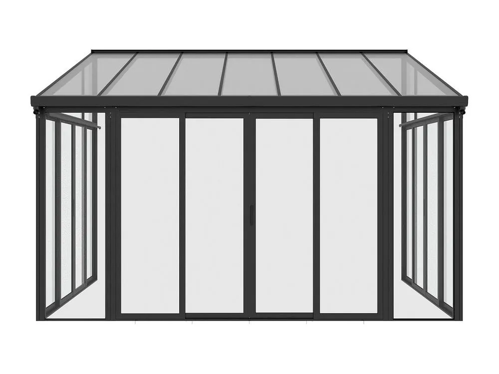 Vente-unique Aluminium & Polycarbonate Conservatory With UV Protection - 12.5 M² in Dark Grey 6