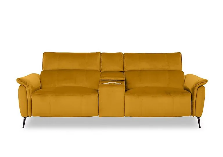 Jude Fabric 3 Seater Power Recliner Sofa with Smart Console, Power Headrests, Power Lumbar and Heated Seats - Opulence Saffron