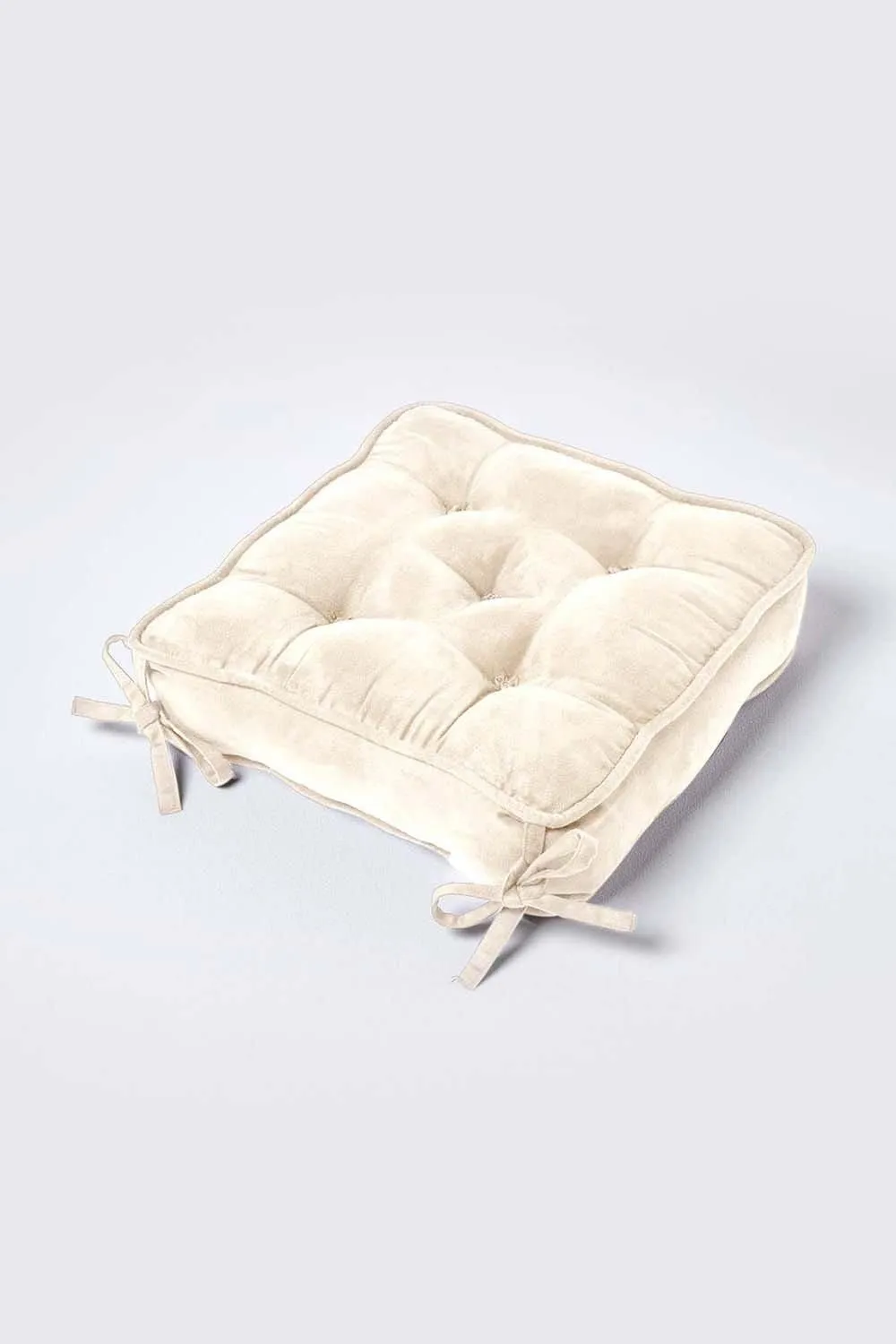 Homescapes Faux Suede Dining Chair Booster Cushion in Cream 2