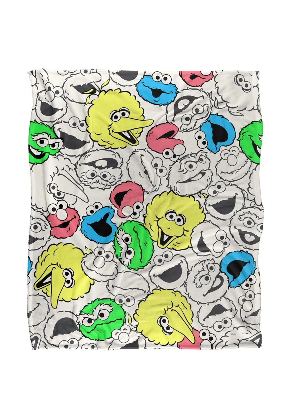 Sesame Street Character Face Pattern Silky Touch Super Soft Throw Blanket 152 X 127 cm in White