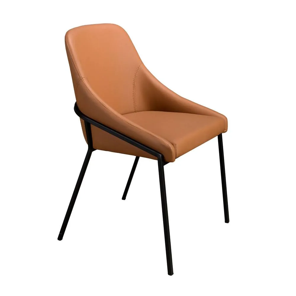 Angel Cerda Orange Leatherette Dining Chair Black Stainless Steel