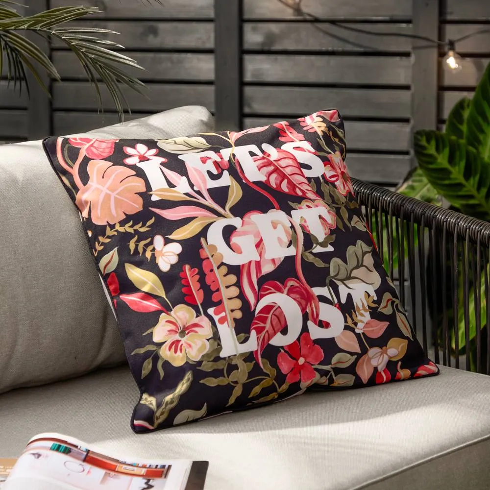 Furn Tropical Bloom 'Let's Get Lost' Outdoor Cushion in Black