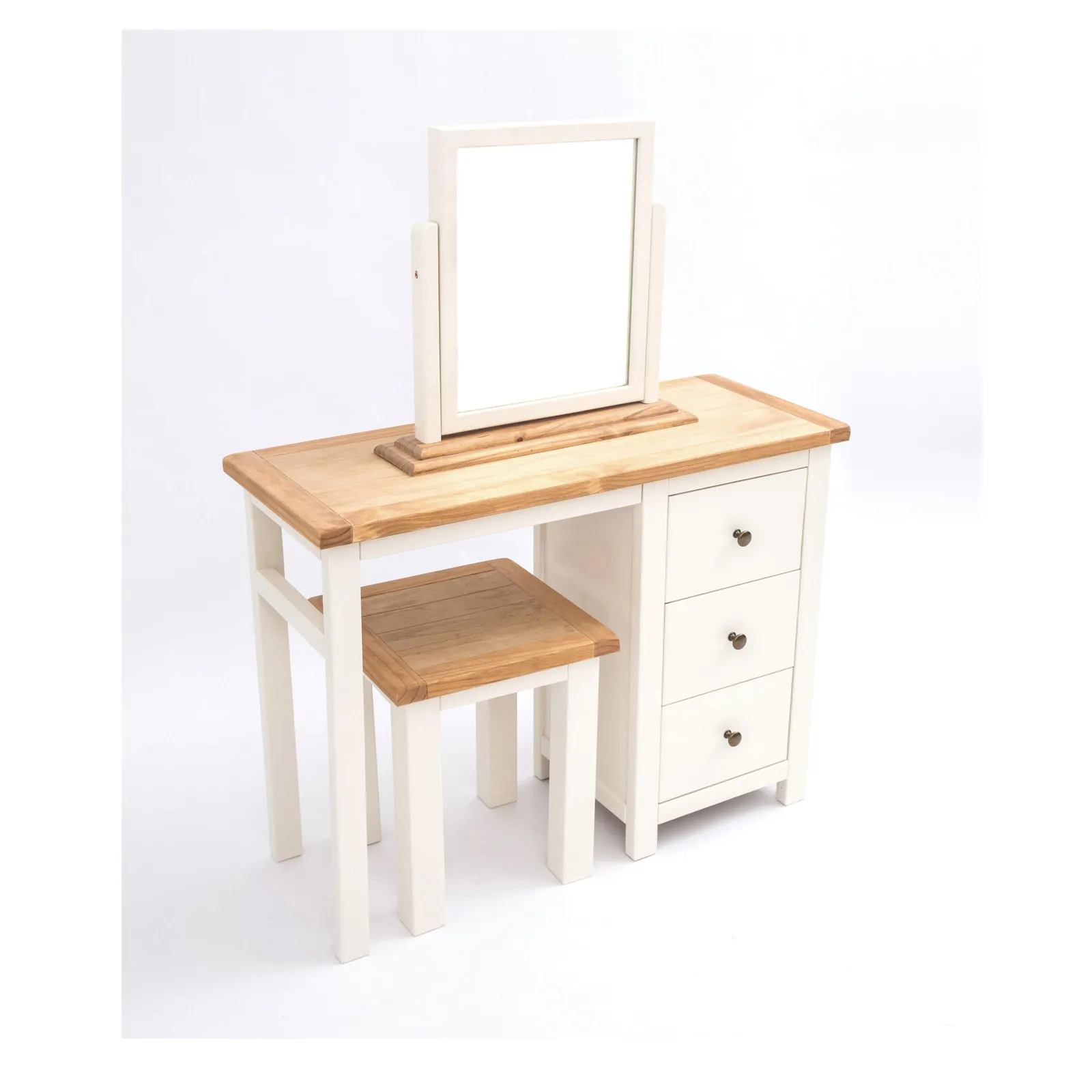 Cabinet Bits Maggiori 3 Drawer Dressing Table Set Brass Knob in Off-White 3
