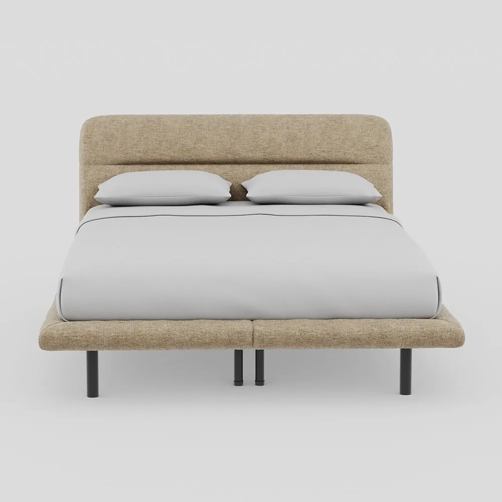 Heal's Gia Bed King NOVA VELLUTO Almond Box Sprung, Black Feet 1