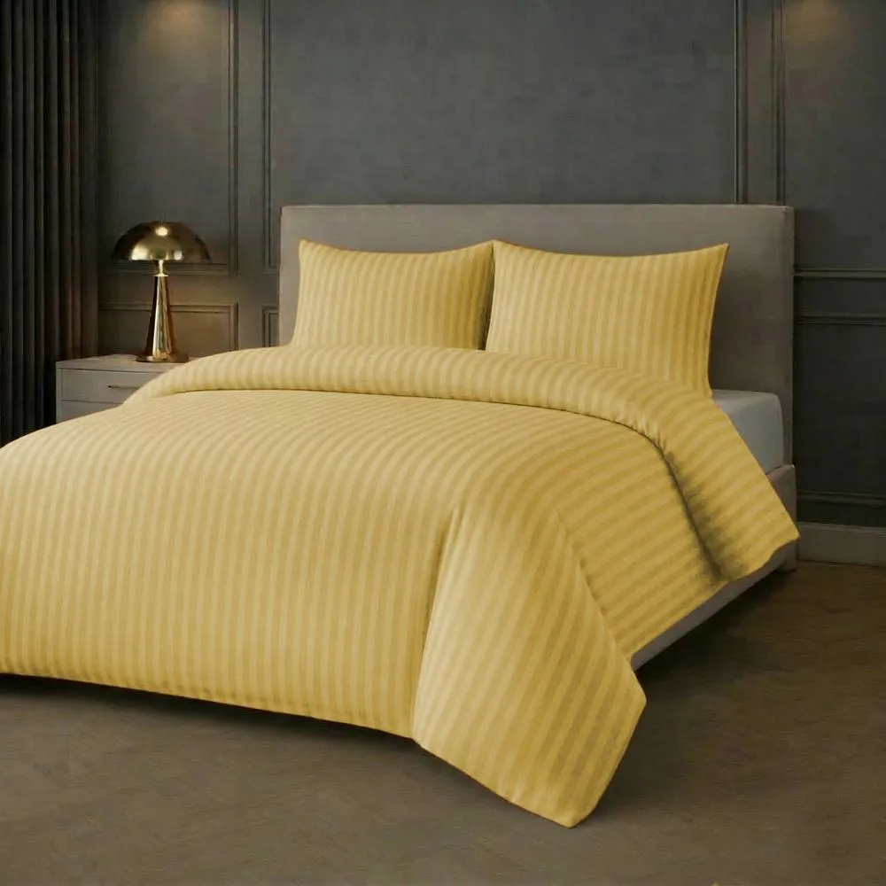 Grace Premium Embossed Stripes Duvet Cover Sets 2 Pack in Yellow