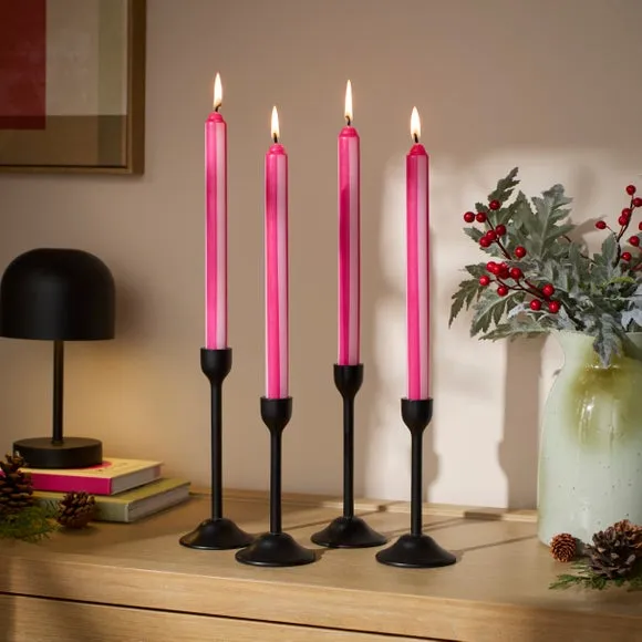 Set of 4 Stripe Taper Candles 1