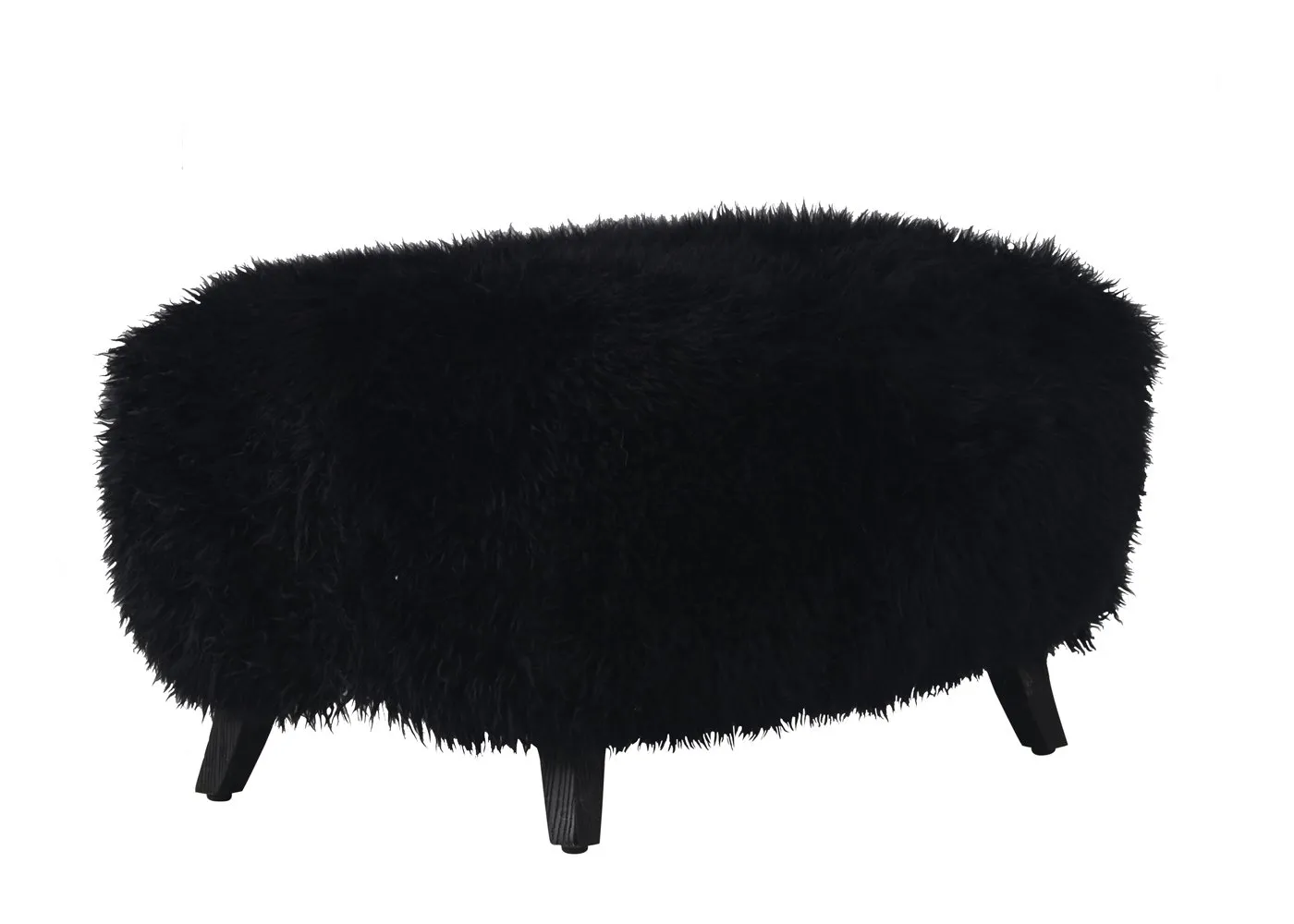 Timothy Oulton Cabana Yeti Footstool Black Sheepskin
