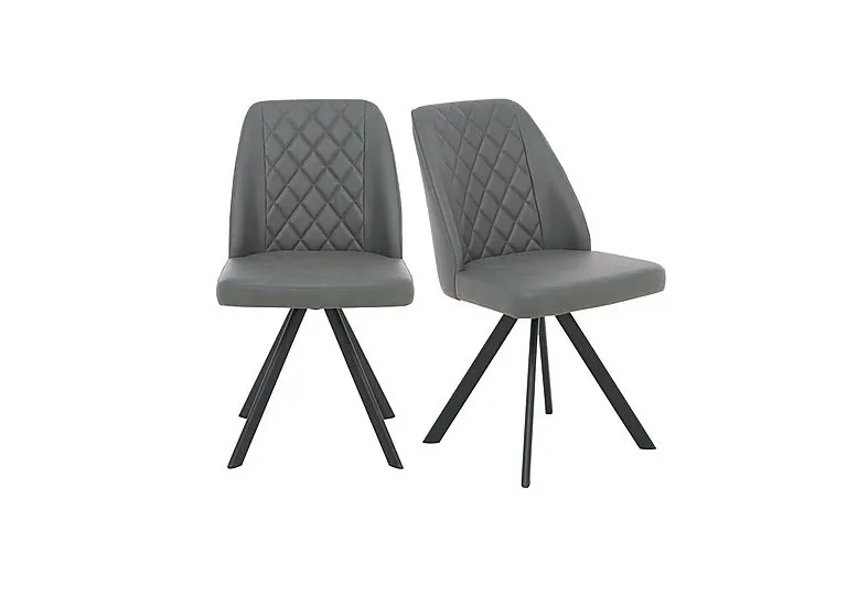 Jupiter Pair of Swivel Dining Chairs - Grey