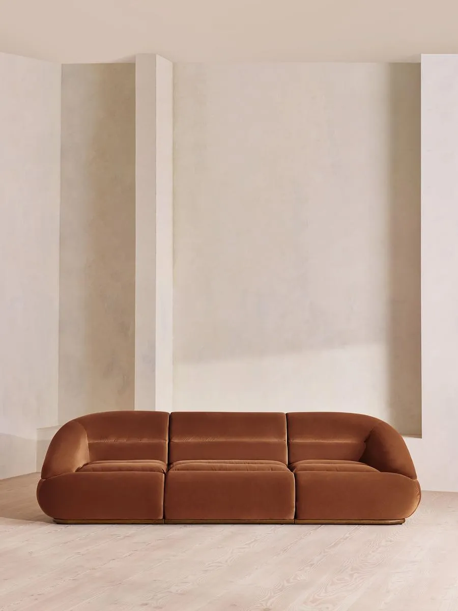Edison Modular Sofa, Four Seater, Velvet, Cinnamon