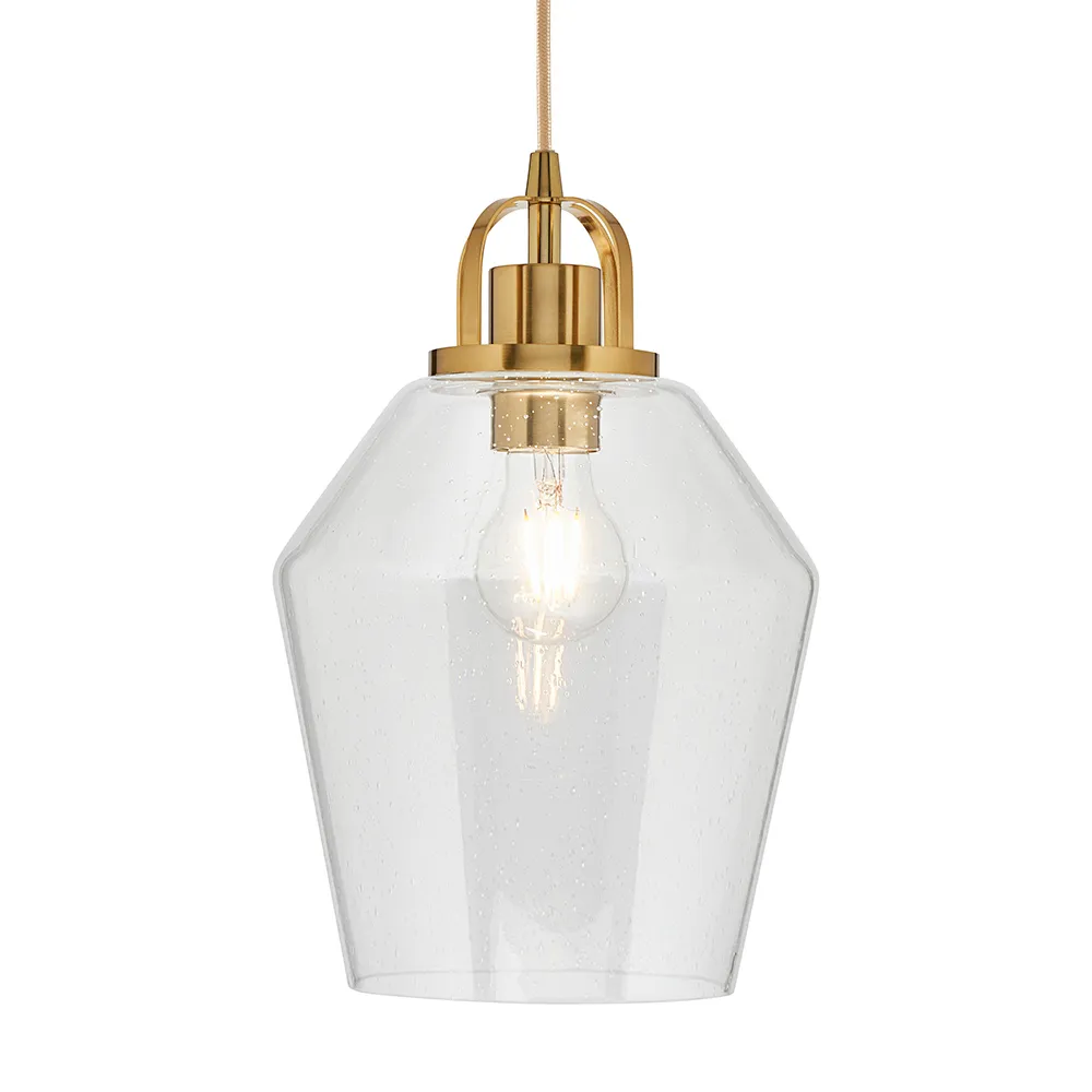 Saskia Bubble Glass Ceiling Pendant, Satin Brass