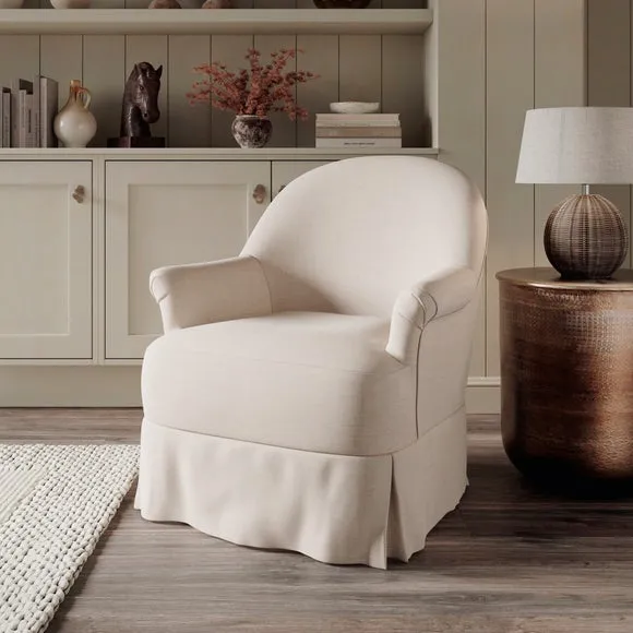 Petit Faux Linen Skirted Occasional Armchair