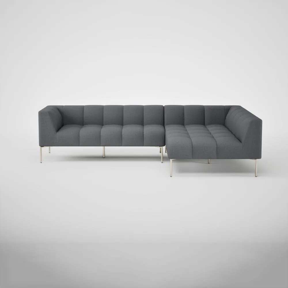 Heal's Quadro Right Hand Facing Chase Sofa Siena Cotton Shale Grey Stainless Steel Feet