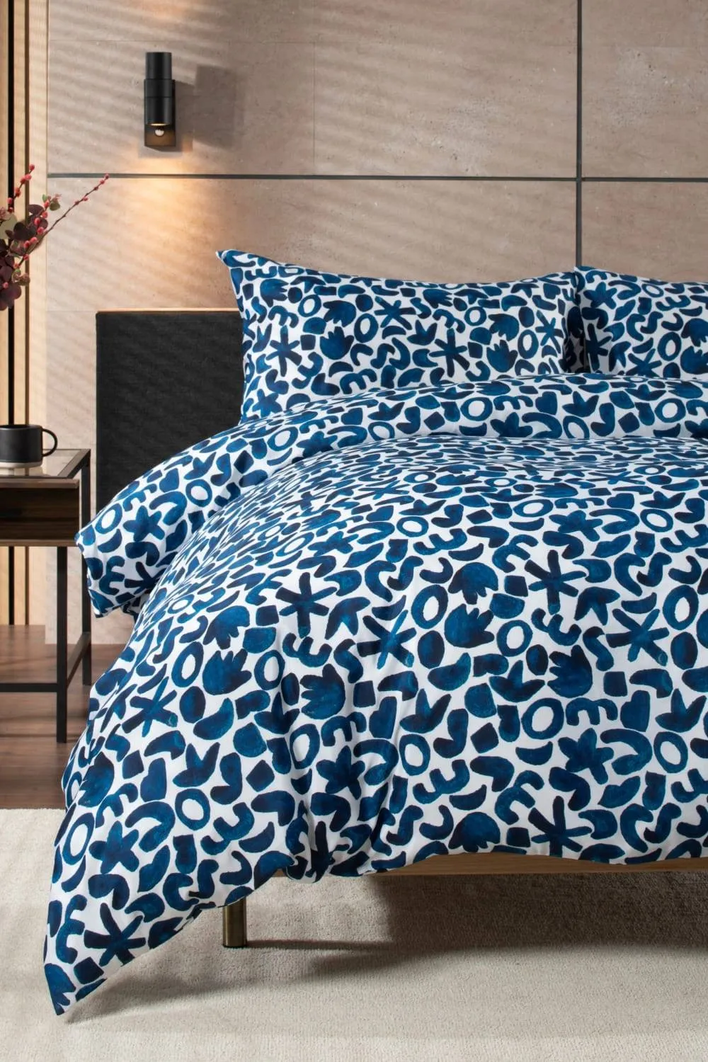 Deyongs Studio Abstract Shapes Cotton Printed Duvet Set in Blue 2