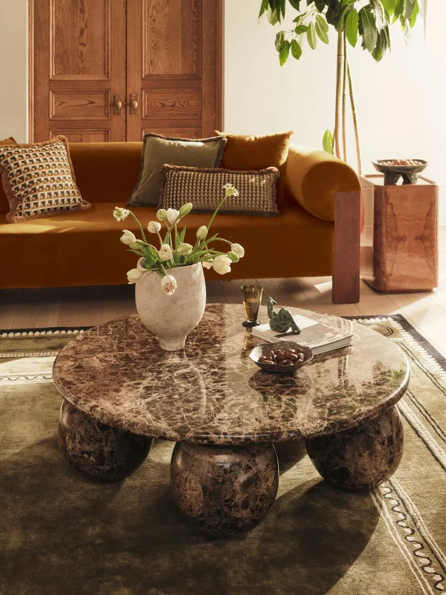Oxley Coffee Table, Large, Dark Emperador Marble