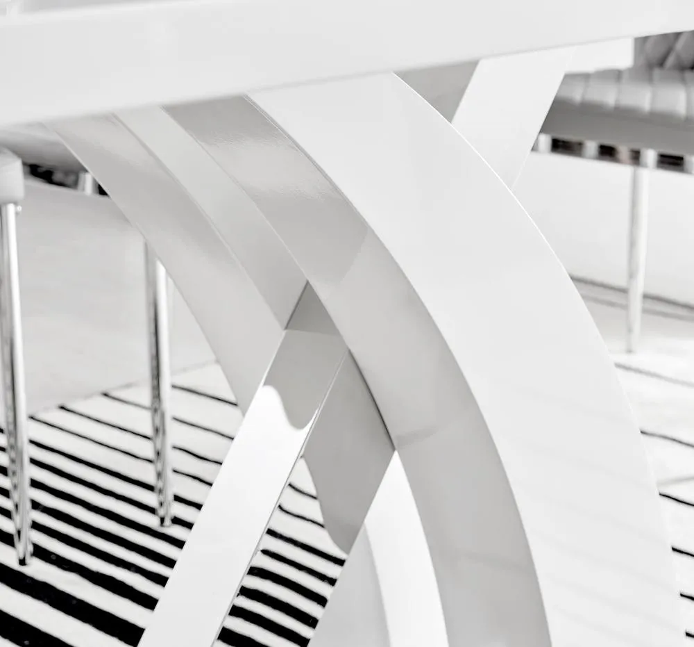 FurnitureboxUK Atlanta Modern Rectangle Chrome Metal High Gloss White Dining Table & 6 Lorenzo Chairs Set in Grey 5