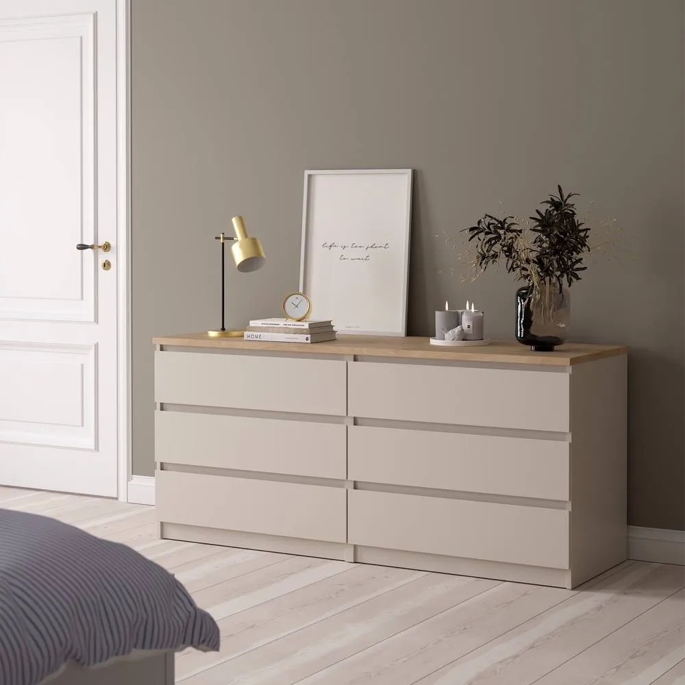 Furniture To Go Naia Wide Chest of 6 Drawers (3+3) in Beige 5