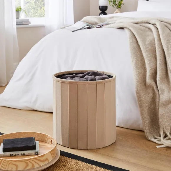 Round Ottoman with Tray, Velvet 3