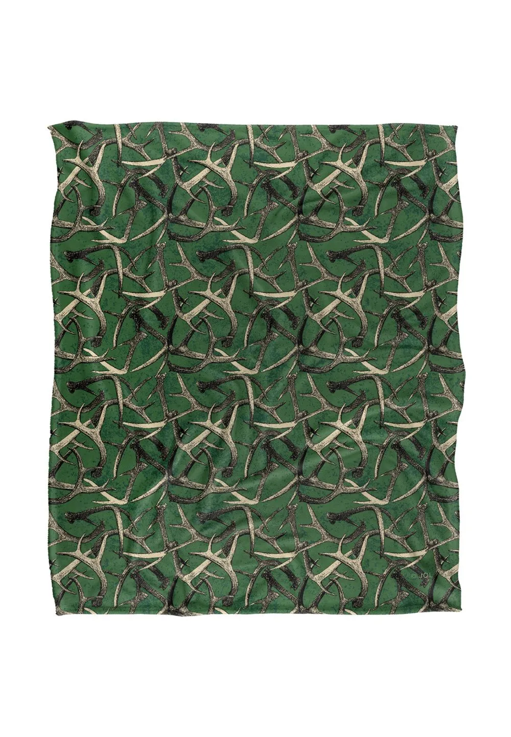 JQ Licensing Deer Antlers Hunting Pattern Silky Touch Super Soft Throw Blanket 152 X 127 cm in White
