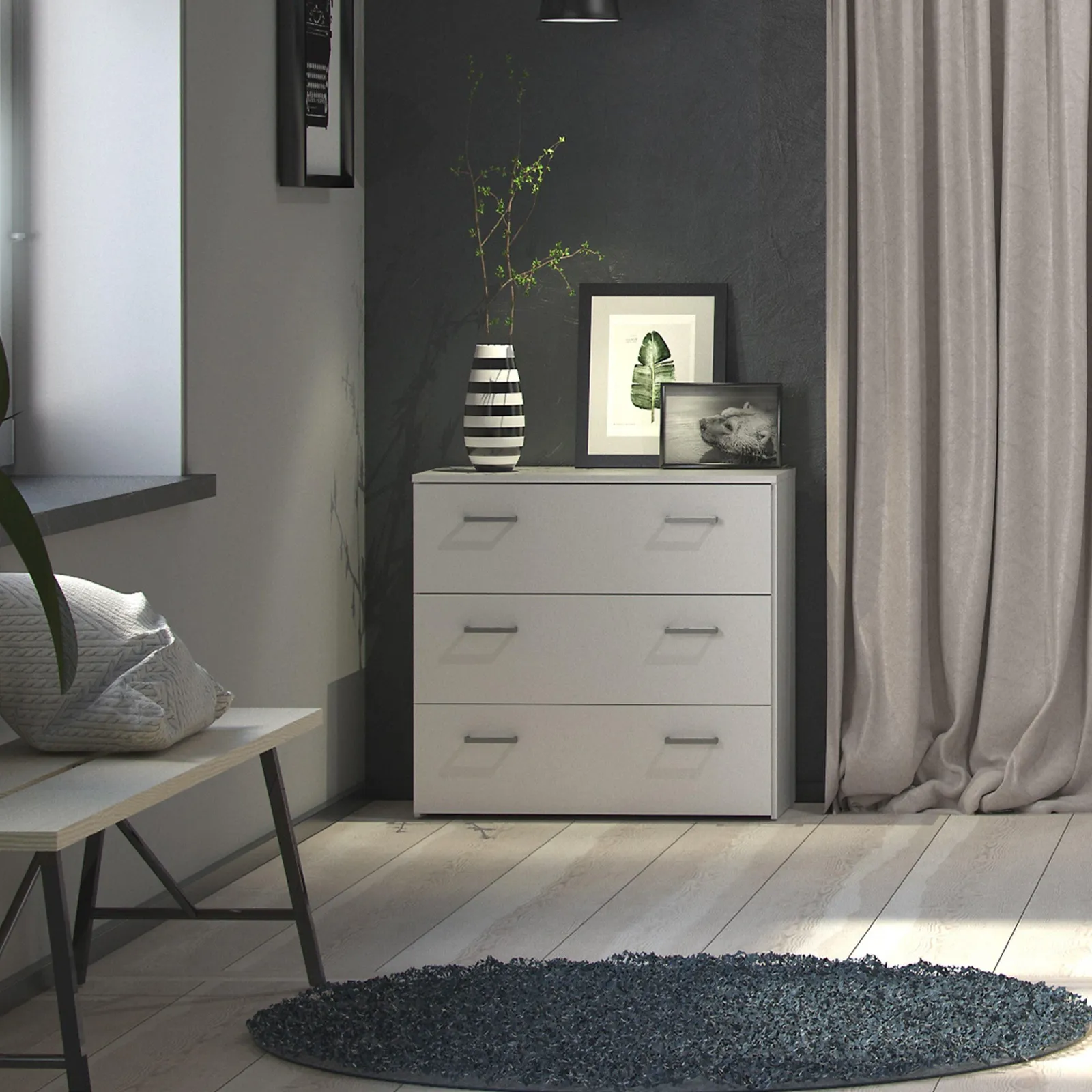 Furniture To Go Space Chest of 3 Drawers in White 6