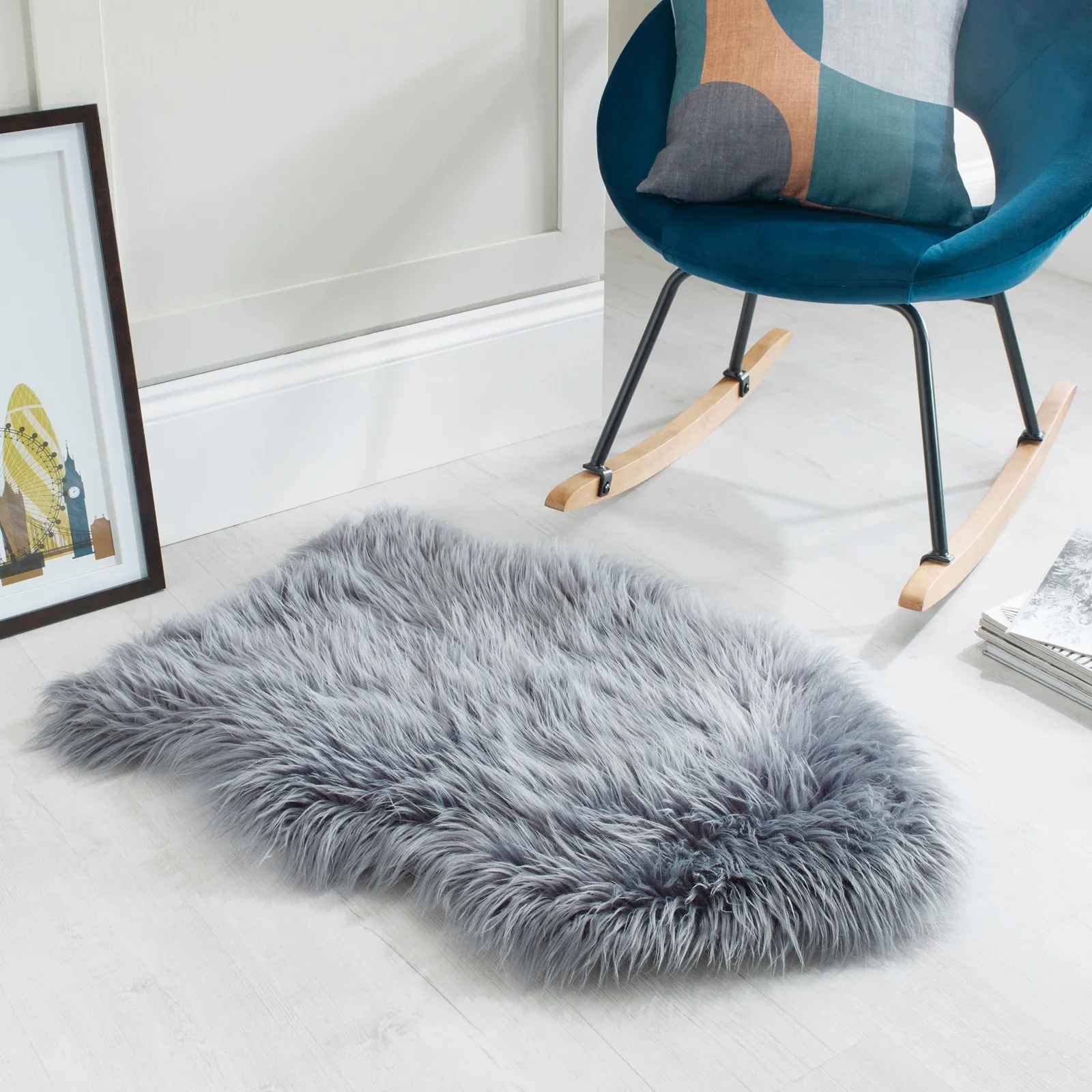 Single Pelt Faux Sheepskin Rug Charcoal