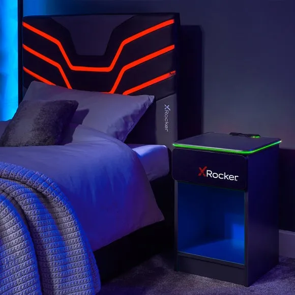 X Rocker Carbon Tek Bedside Table with Wireless Charging and Neo Fibre LED 6