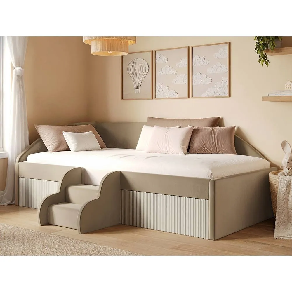 Flair Aviana Velvet Low Sleeper Bed with Beige Cord