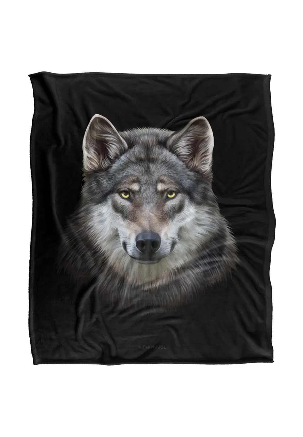 JQ Licensing En Grey Wolf Head Silky Touch Super Soft Throw Blanket 152 X 127 cm in White