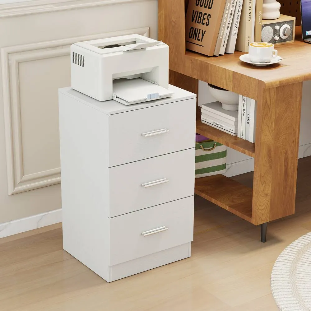 Costway Modern Bedside Table Nightstand End Table Storage Organizer in White