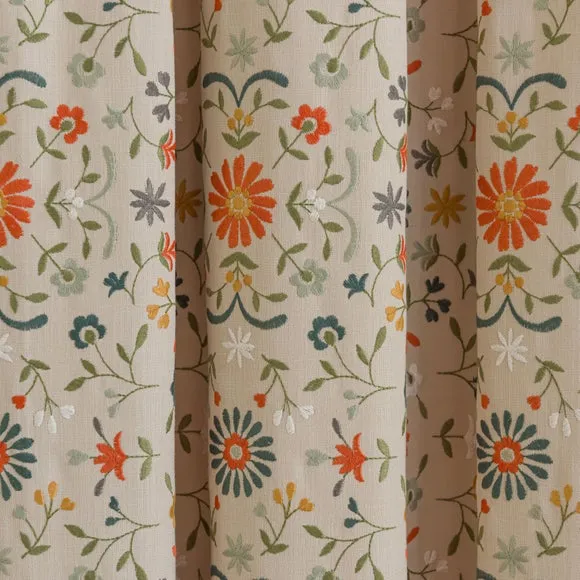 Folk Floral Pencil Pleat Curtains 3