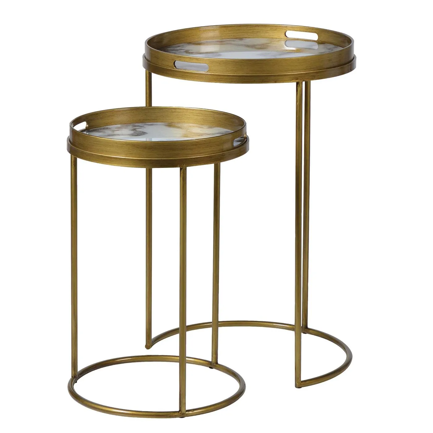 Pair of Tray Side Tables, Gold and Marble effect