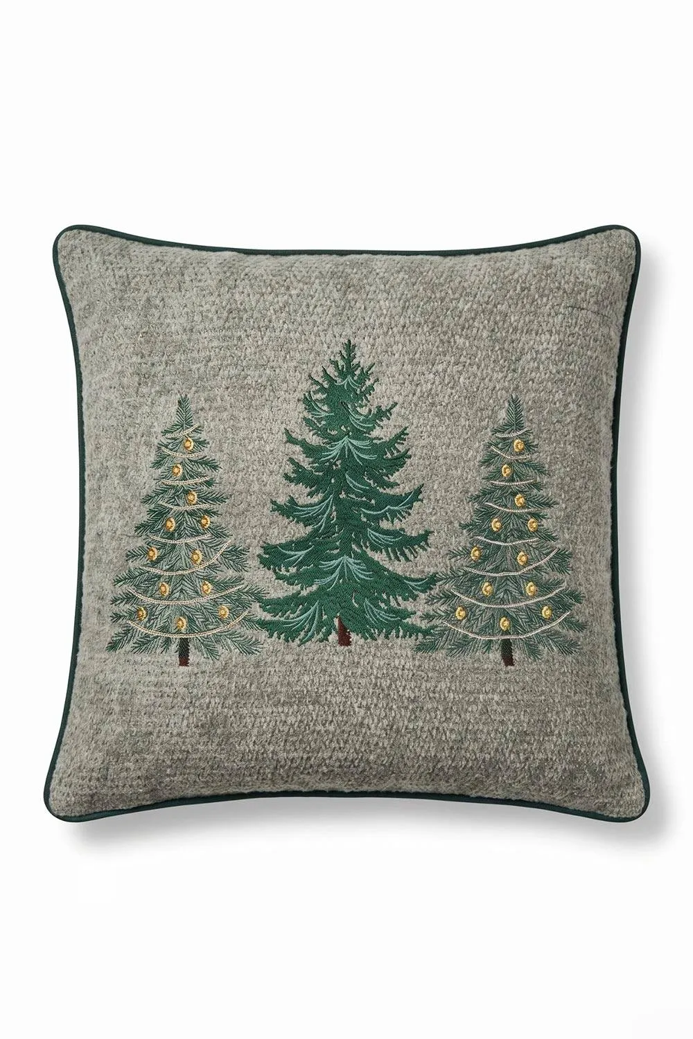 Homescapes Chenille Feel Christmas 3 Trees Throw Cushion - 45 x 45 cm in Grey