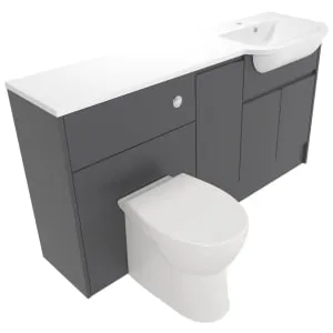 Deccado Clifton Charcoal Grey Right Hand 1500mm Fitted Vanity & Toilet Pan Unit Combination with Right Hand Basin 2