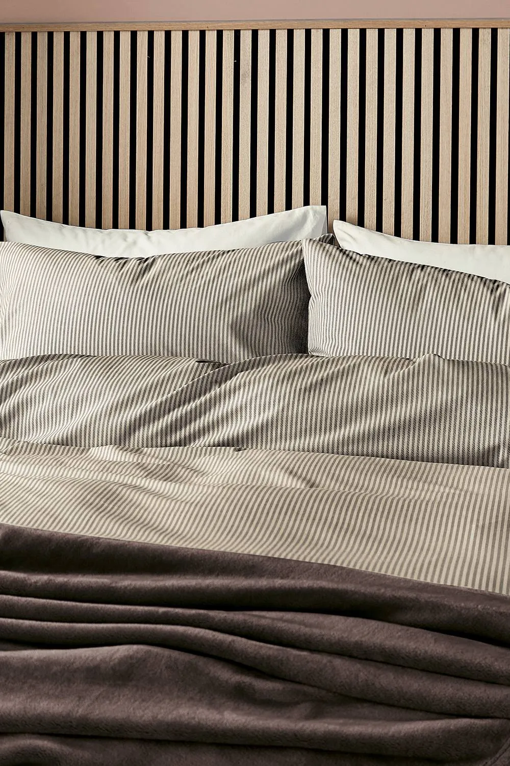 Helena Springfield 'Twill Stripe' Duvet Cover Set in Chocolate 2