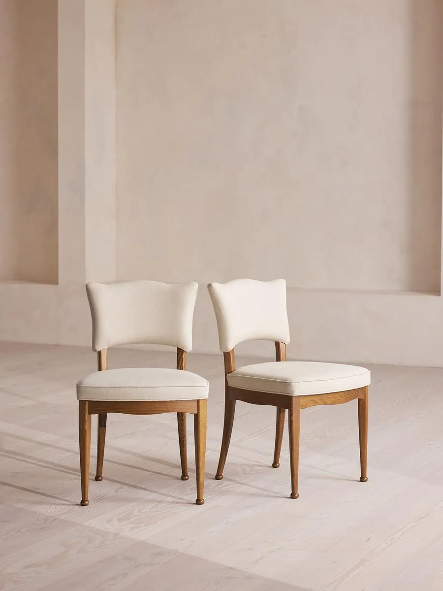 Pair of Armless Charleston Dining Chair, Linen, Natural