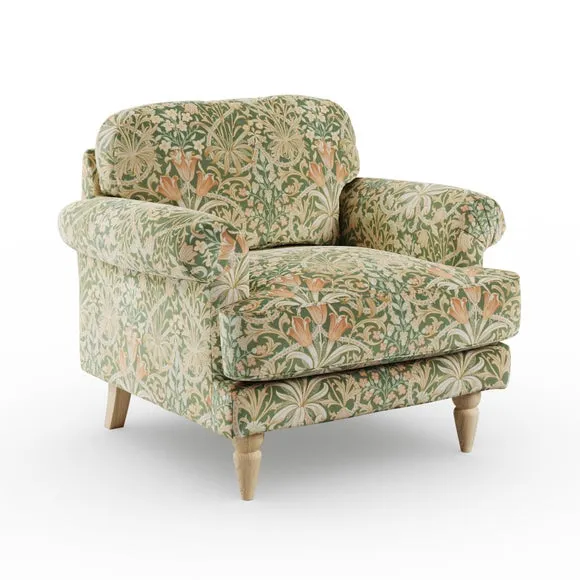 Jolene William Morris Woodland Weeds Print Velvet Snuggle Chair 6